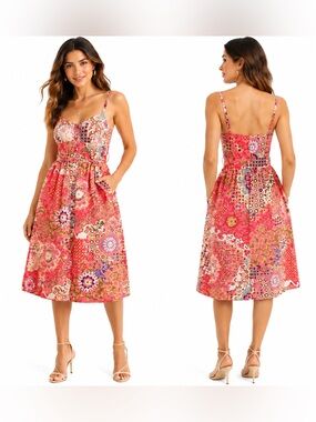 J Crew Classic Button-Front Cotton Poplin Lined Sundress Empire Waist Pink Sz 12
